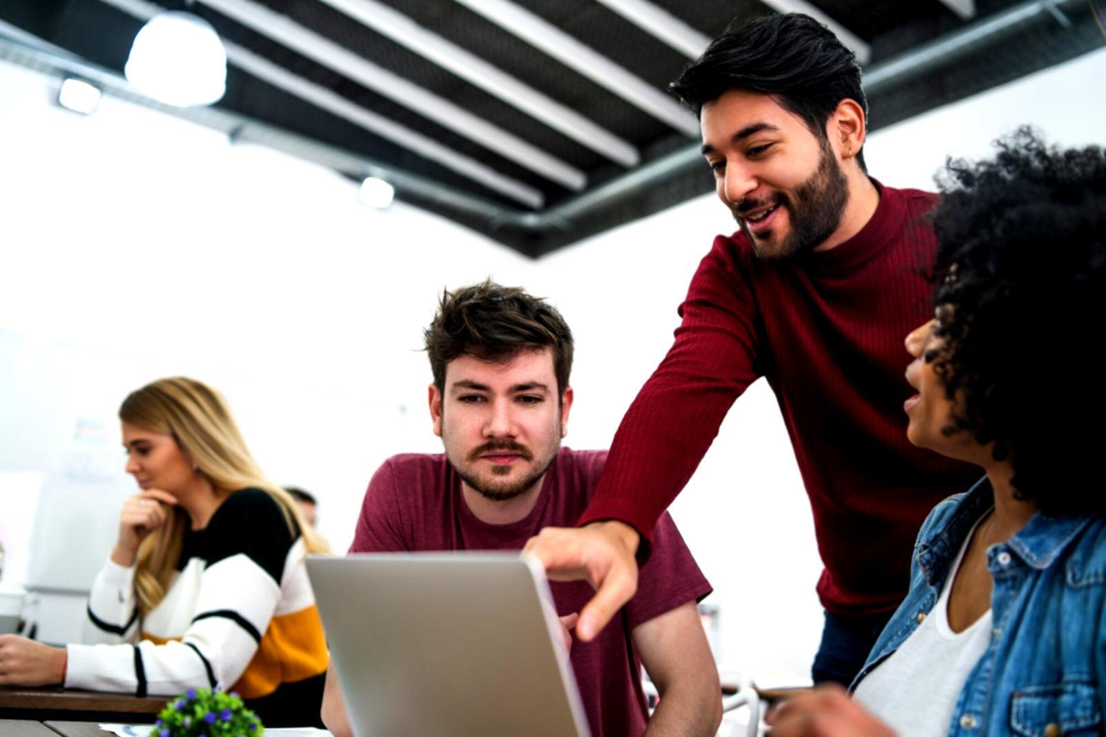 Professional business meeting discussing financial reports